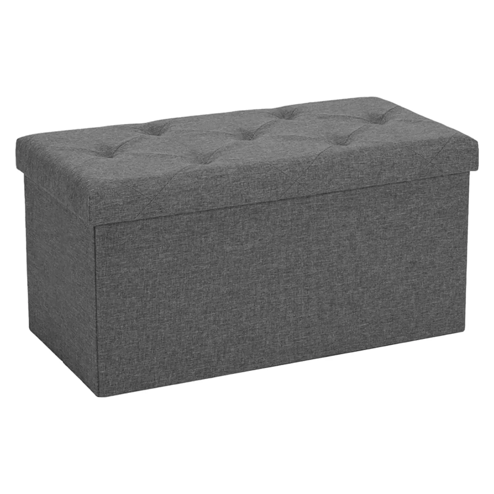 60cm Foldable Upholstered Storage Ottoman Bench - Cushioned Padded Seat Stool, Footstool with Storage for Bedroom, Living Room Home Organization, Foldable Storage Ottoman