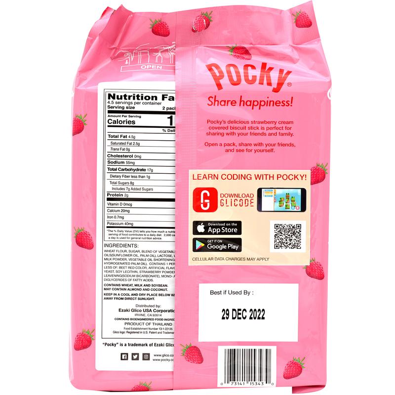 Glico Pocky Strawberry  Family Size - 9P / 108 g  Delicious Snack