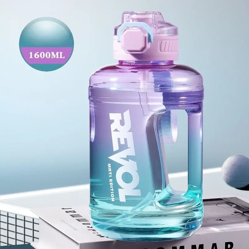1600ml Leakproof Sports Water Bottle with Straw and Handle, Large Hydration Container for Gym Workout, Outdoor Camping & Daily Use
