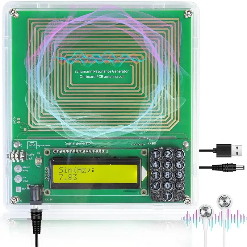 Upgraded Schumann Wave Generator Resonator - 7.83 Hz Earth Resonance, Protected Large Keypad, Adjustable Frequency, Acrylic Casing, Fengshui Home Decor Ornament for Healing, Focus, Harmony, Birthday, Anniversary, Ceremony Celebration Gift