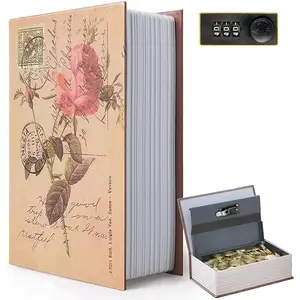 Vintage Faux Book Decorative Safe Box with Combination Lock, Secret Hidden Diversion Storage Safe for Home Office Café Bookshelf Decoration, Size 9.5"×6"×2.2"