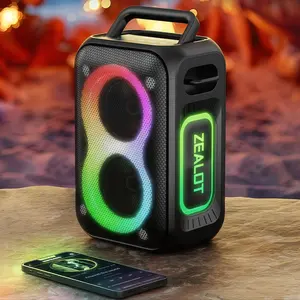 Zealot Portable Waterproof Bluetooth-compatible Speaker 60w Bass RGB Lights 8000mah Long Lasting Support TF/USB/aux for Home Outdoor Camping Car Party Gym Gift Wireless Speakers