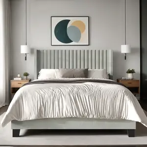 Favorer Ashland Wingback Panel Bed with Modern Design and Comfortable Look, Box Spring Required