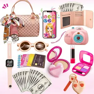 Girl's Pretend Household Makeup Set with Accessories Including Watch, Phone, and Camera, Child's Dressing Table Toy with Carry Bag, Princess Dress-Up Educational Toy, Perfect Birthday Gift, Pretend Play Accessories