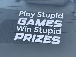 Play Stupid Games Win Stupid Prizes Vinyl Decal -  2 PACK