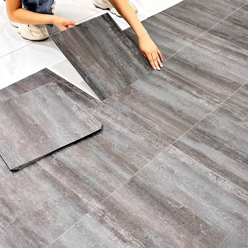 24 Matte Self-Adhesive Vinyl Floor Stickers - Indoor Waterproof, Scratch-Resistant, Anti-Slip Patterned Stone Flooring for Quick Renovation, Easy DIY Installation for DIY Users in Kitchen, Bathroom (Glue-Free Flooring, No Glue Needed Flooring)