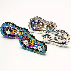 Bike Chain Fidget Spinner, Quiet CNC Machined Stainless Steel Gear, Steampunk Decor, Stress Relief Decoration, Stress Relief Focus Tool for Adults (Office/Mechanical Art Collectible)