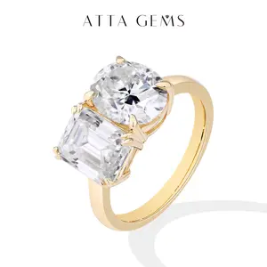 3CT Oval & 3CT Octagon Cut Fashion Luxury D Color VVS1 Women's Synthetic Moissanite Ring Fashion Jewelry Ring R252