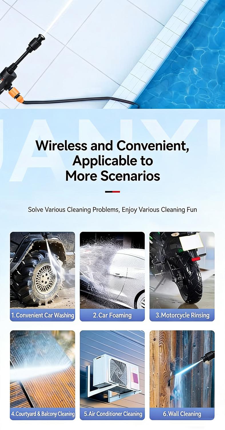 Wireless High-Pressure Car Wash Water Gun Portable Lithium Battery Home Use US Standard High-Pressure Car Wash Water Gun Car Washing Machine