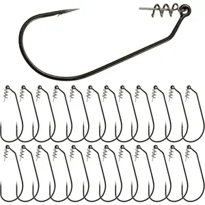 Swimbait Hooks for Bass Fishing - Soft Plastic Fishing Hooks with Centering Spring pin for Soft Plastic Swim Baits and Worm Lure Baits Size 1/0 Through 10/0 (Pack of 10 or 25)