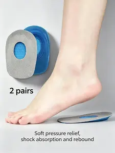 2 Pairs Silicone Heel Cushions, U-Shaped Shock Absorption Heel Pads, Silicone Gel Inserts for Heel Pain Relief, for Men & Women