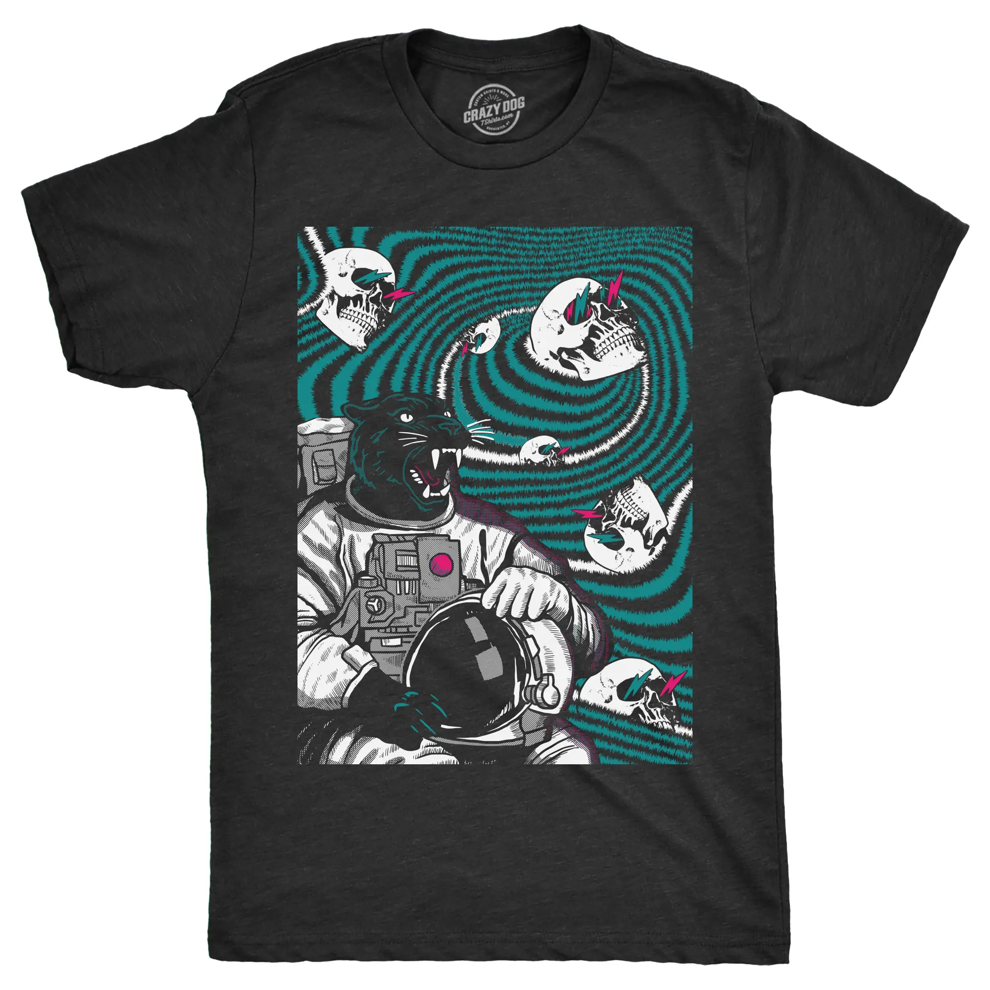 Mens Funny T Shirts Panther Astronaut Sarcastic Space Graphic Novelty Tee for Men Mens Funny T Shirts Cool Vintage Fashion T-Shirt Gift Classic Menswear Animal Apparel for Men Funny Space Short Sleeve Novelty Black -
