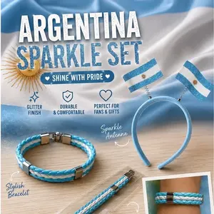 Argentina-Inspired Fan Accessory Set – 5 Headbands & 5 Bracelets, fashion and hair accessories, unisex.