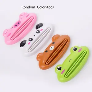 Cute Cartoon Animal Toothpaste Squeezer Set, Plastic Bathroom Storage Rack, Pig Bear Rabbit Design, Durable Easy-To-Use Dispenser