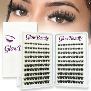 Pre-Glued Fox Eye Lash Clusters 240PCS | Wispy Volume Press-On Cat Eye Lashes | Waterproof Reusable No Glue DIY Lash Kit for Glam Lifted Eye Look