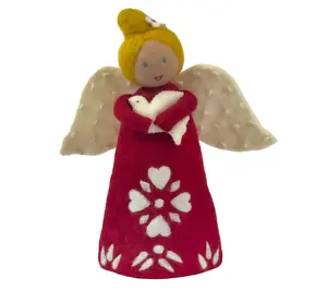 Global Crafts Angel Holding Dove, Tree Topper or Table Decor