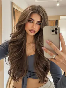 22 Inch Elegant Synthetic Wavy Curly Wig for Women, All Seasons Attractive Long Fiber Design Natural Looking Wig, Natural Rose Net Cap for Daily Wear, Synthetic Material Wigs