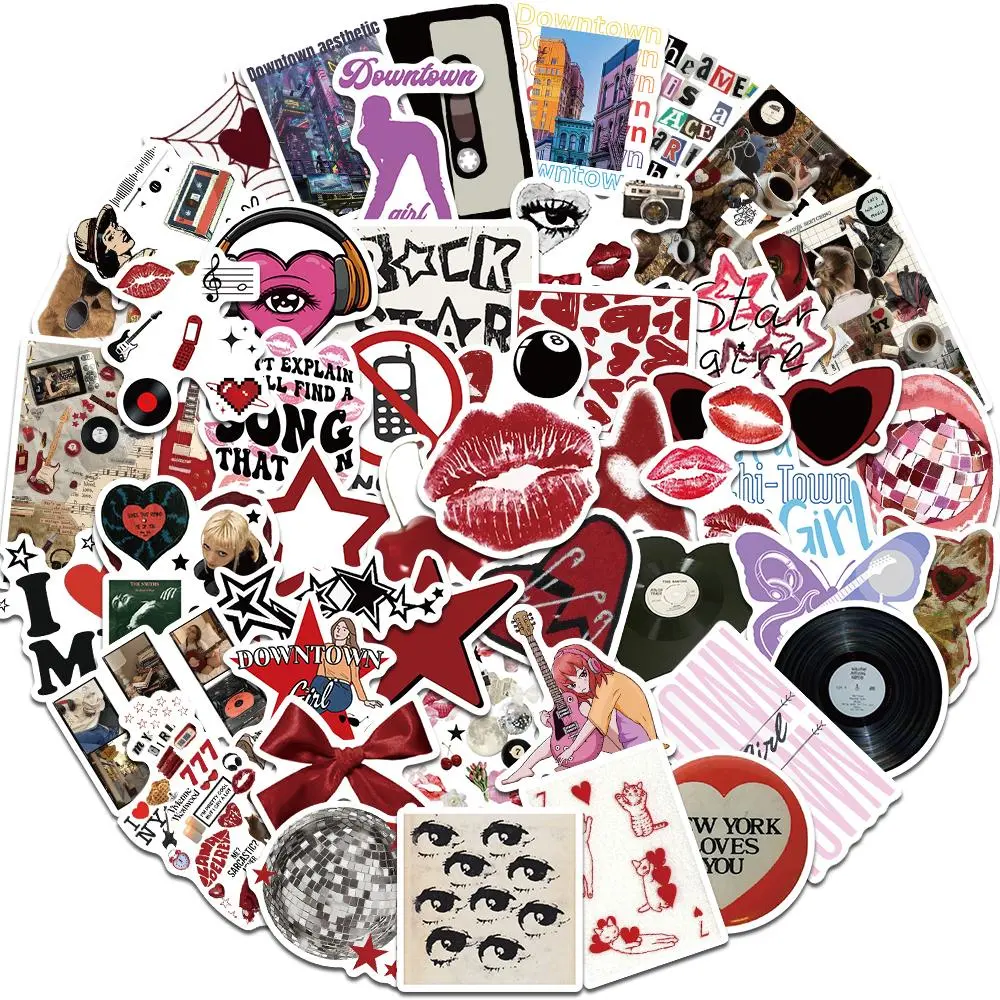 Y2K Girls Themed Sticker, 100pcs Self Adhesive Decorative Funny Stickers, DIY Decals for Water Bottle, Laptop, Phone Case, Scrapbooking, Journal Making