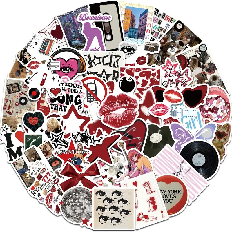 Y2K Girls Themed Sticker Sheets, 100pcs Self Adhesive Decorative, DIY Decals for Water Bottle, Laptop, Phone Case, Scrapbooking, Journal Making
