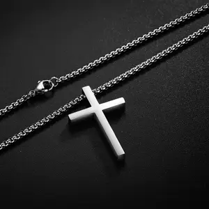 Stainless Steel Cross Necklace - Elegant Design with Simple Cross Crossing for Everyday Wear