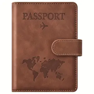 Ultra-thin RFID shielded passport clip wallet - lightweight, foldable synthetic leather with magnetic closure, multiple card slots, can accommodate travel vouchers and ID documents,unisex design, passport organizer|stylish design|synthetic leather wallet,