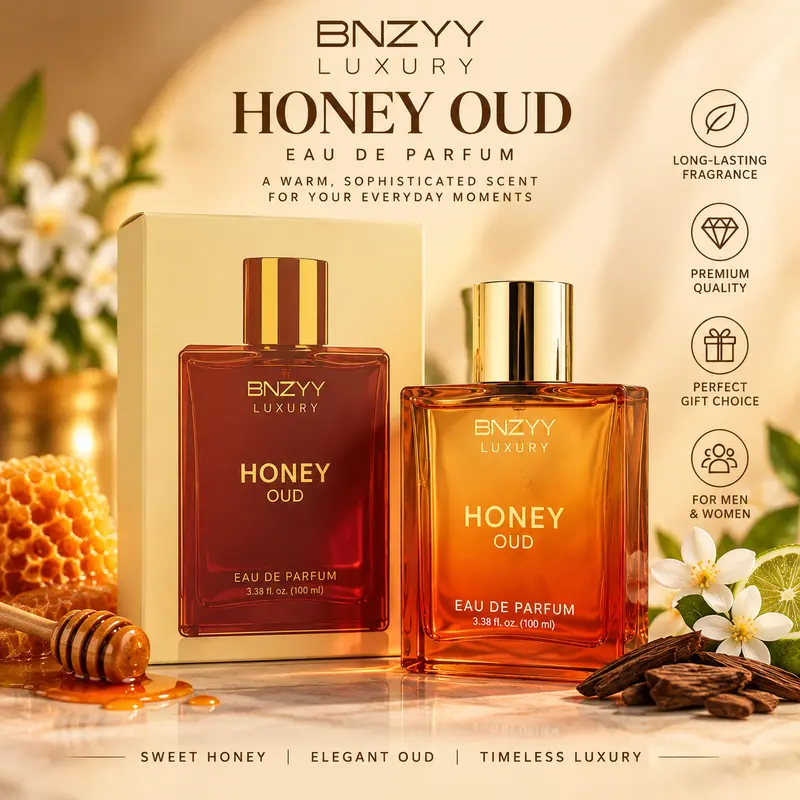 BNZYY Honey Oud Eau de Parfum 100ml(3.4fl oz) | Patchouli Vanilla Bergamot | Floral & Spicy | Clean Vegan Essential Oils | Cruelty-Free Fragrance | Gentle Natural Fresh Scent for Women | Long-Lasting Daily Portable Perfume
