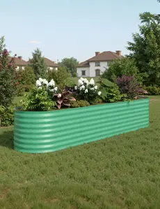 8x2x2 ft Galvanized Raised Garden Bed - 24“ Tall Metal Planter Box for Vegetables, Flowers, Herbs, Rust-Resistant Outdoor Garden Box, Easy Assembly Raised Beds for Gardening, Green