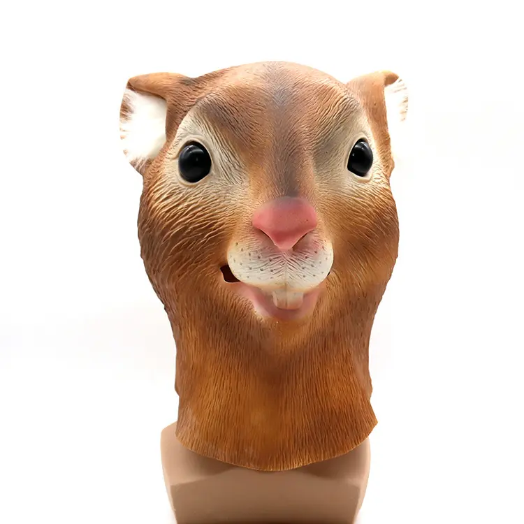 Halloween Lightweight Squirrel Latex Mask with Tail, Cosplay Party Prop, Funny Costume Accessory, Face Covering Fashion Clothes Accessory, Accessories