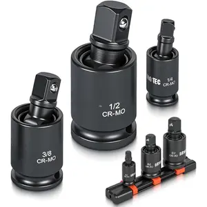 Universal Joint-Socket Swivel Set, 3 count, 1/2", 3/8", 1/4"Inch Drive Swivel Socket Extension Set, 360  Rotation, Cr-Mo steel