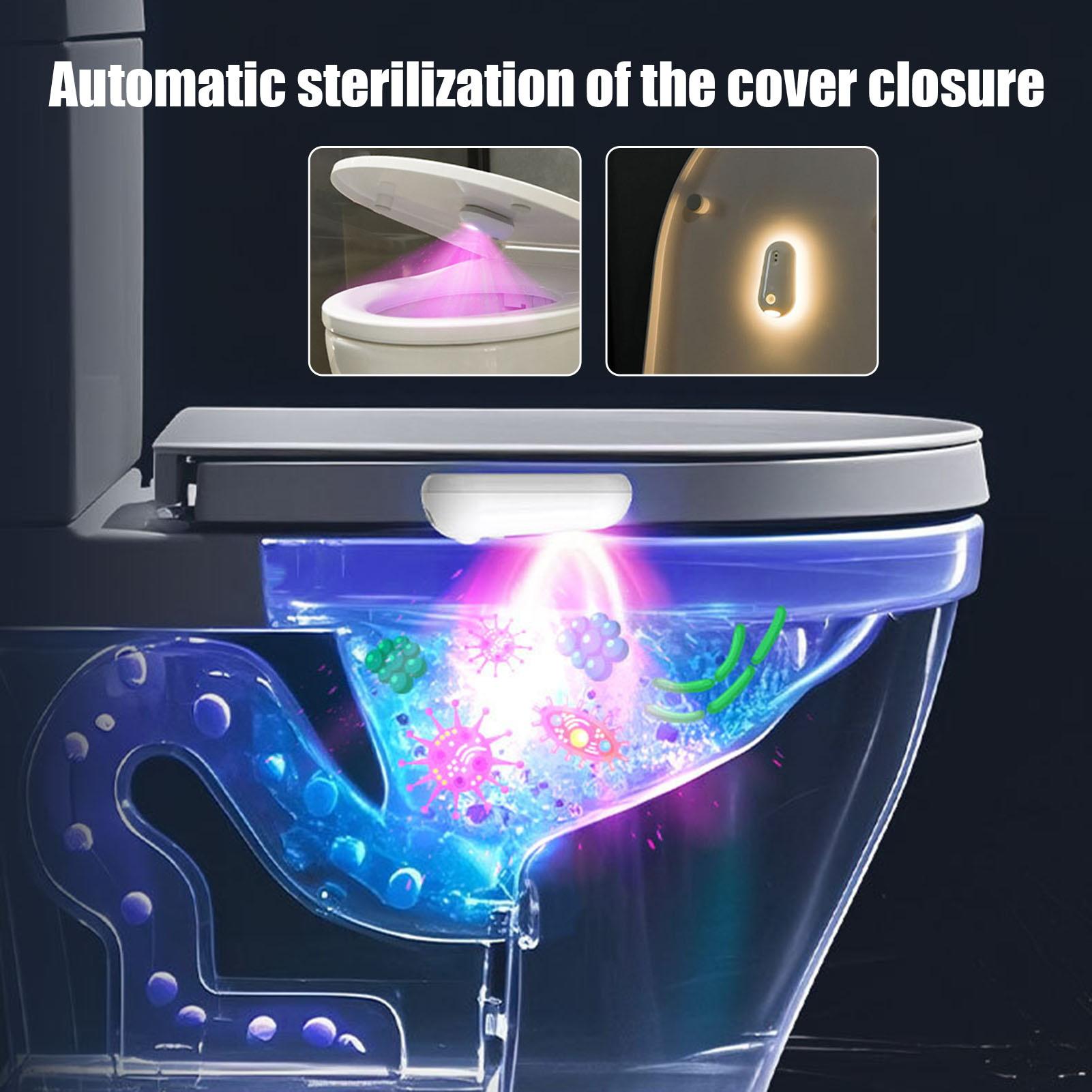 Toilet Light with Intelligent Sensing UV Sterilization Rechargeable USB-C Night Light Peel And Stick Soft Nightlight for Bathroom Toilet Easy Installation Smart Sensing Eco-Friendly ABS PP 1800 MAh Battery