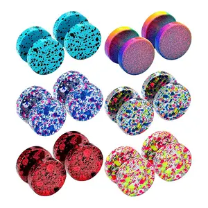 OIDEA Camo Fluorescent Dumbbell Stud Earrings for Men and Women, Stainless Steel Fake Plug Cheater Studs, Helix Piercing Jewelry