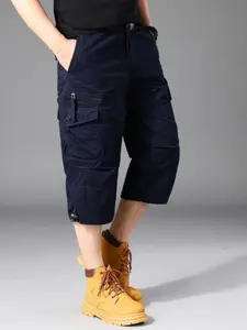 Men's Casual Seven-Quarter Pants, No Elastic Fabric, All Seasons Daily Wear, Loose Fit, Multiple Pockets, Commute & Streetwear, Menswear