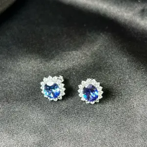 Aretes índigo con CZ 925