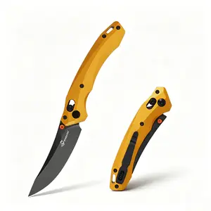 ZMRYDS FD1004 folding pocket knife, 3.14-inch DC53 blade surface treatment, aluminum alloy handle, safety lock, suitable for outdoor adventures, fishing, camping, and more; a top gift choice.