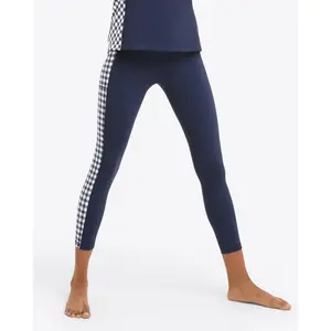Panel Leggings in Navy Gingham
