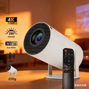 Mini Projector WiFi Dual 4K 290 ANSI BT5.4 Auto Keystone 180° Rotatable 130" Screen 290 Lumens Bluetooth 5.4 for Movie Theater portable outdoor digital mapping projector home cinema movie night portable projector windows