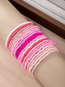 Boho Style Mixed Color Beaded Bracelet, Stackable Bracelets, Fashionable Jewelry for Women & Girls,Trendy All-match & Exquisite Jewelry for Birthday Gift, Lightweight Bracelet, Bangles Bracelets Set, Beads Bracelets, Stacking Bracelet