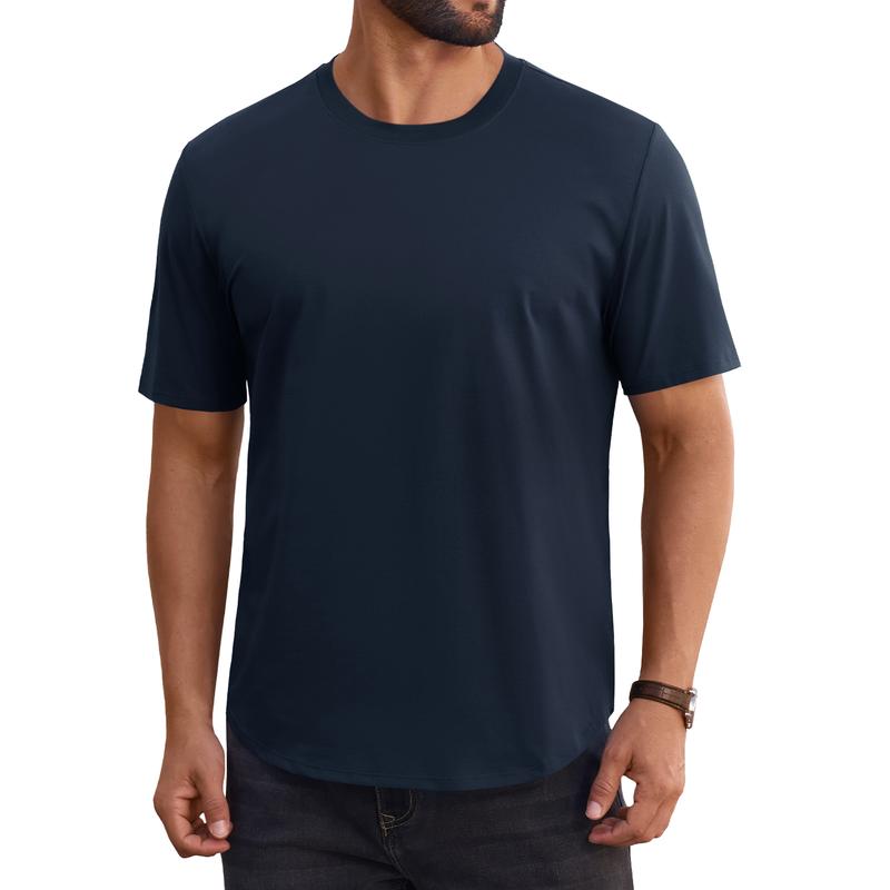 MAGCOMSEN Mens 3 Pack Casual T-Shirts Hipster Hip Hop Longline Crewneck Tees Short Sleeve Summer Top Curved Hem Drop Cut Daily Wear