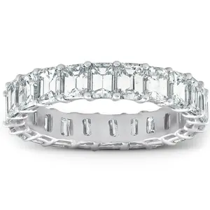 Platinum 4.60 Ct Emerald Diamond Eternity Ring Womens Anniversary Band Lab Grown