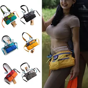 Lightweight Multi-Functional Waist Bag| Unisex Crossbody Pouch for Hiking, Fishing & Daily Use Color-Block Fishing Crossbody Bag Trendy Street Style Single Shoulder Bag for Men and Women Outdoor Waterproof Small Bag Multi-Functional Phone Bag 64685
