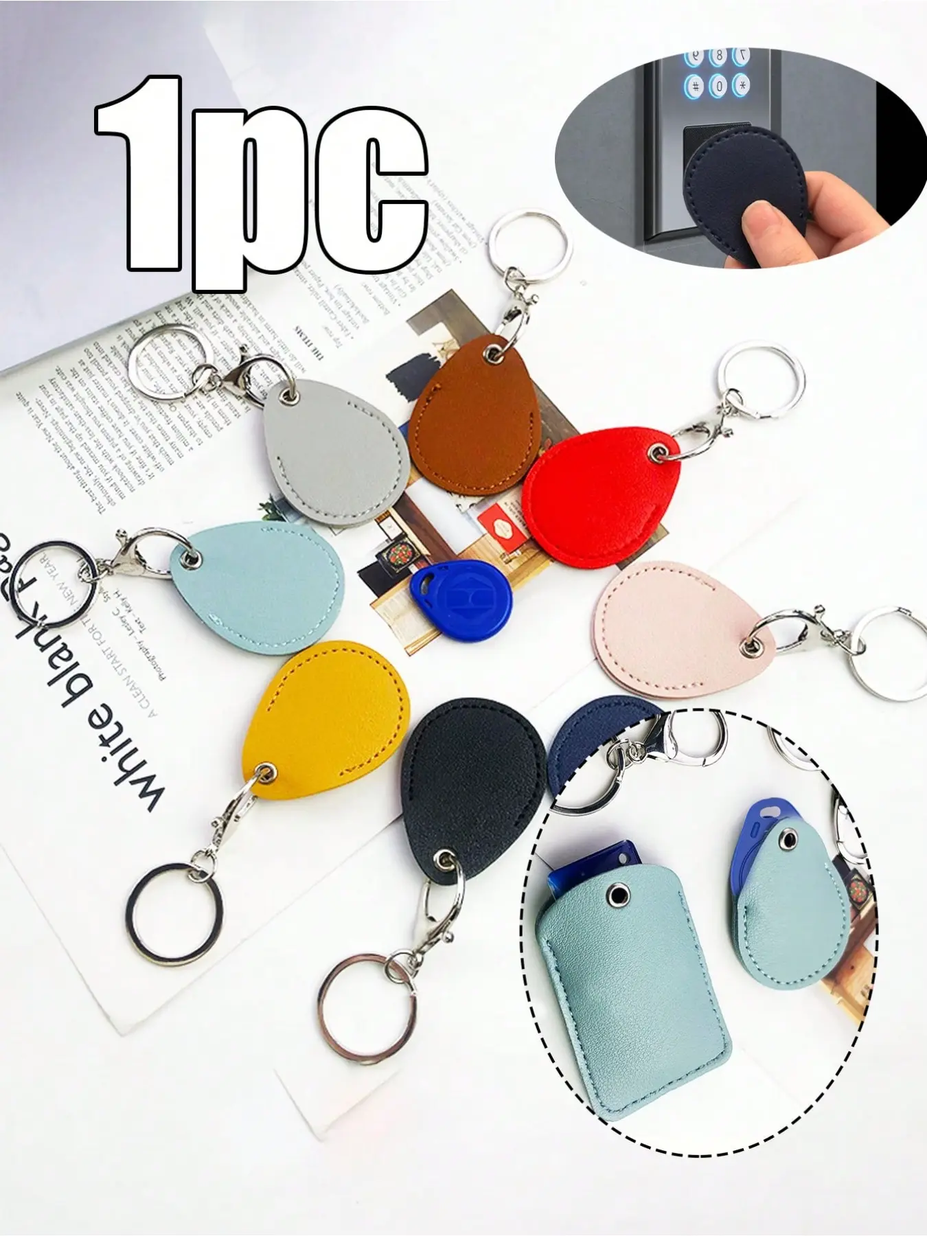 Genuine leather keychain, portable handmade genuine leather keychain with key ring full-cover protective case, suitable for AirTags 2021 brown, small PU leather AirTag protective case with key ring, accessory faux leather AirTag keychain