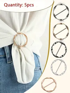 5pcs Scarf Rings Clips- Elegant Clothes Knot Clips, Heavy-Duty Adjustable Clips for Scarves, Shirts, Dresses, Formal & Everyday Outfits, Wardrobe Accessories, Sleek Metallic Finish, Smooth Finish