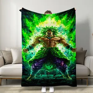 Dragon Ball Super Broly Ultra Form Battle Blanket, Dark Starry Sky & Bursting Flame, Muscle Straining Body, Precision Role Reenactment, Custom Image Blanket, Cozy Throw Blanket