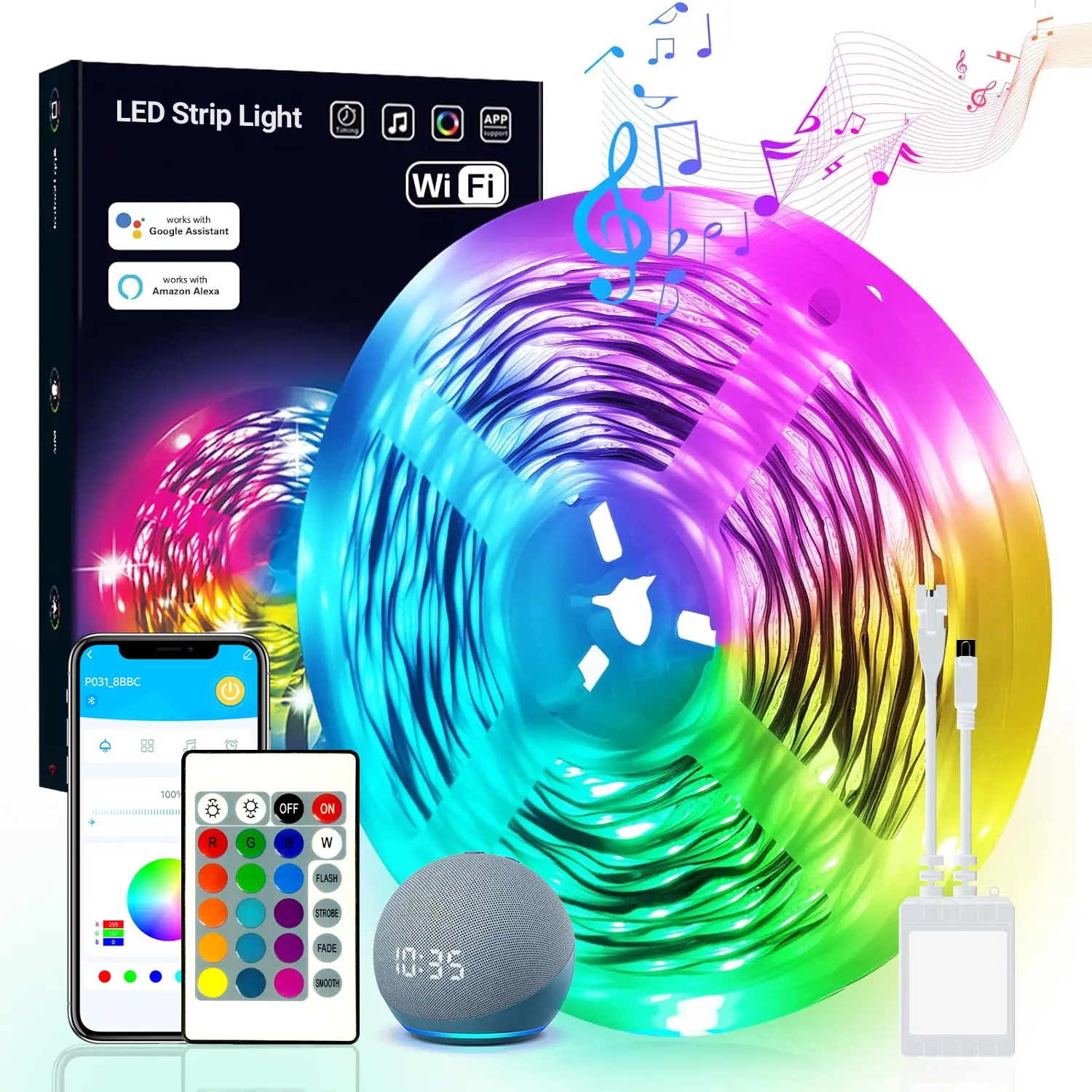 Daybetter 100FT WiFi Smart RGB LED Strip Lights - App Control, Works with Alexa & Google Assistant, Colorful Ambient Decorative Lights for Bedroom Home Decor (Old or New Packaging Shipped Randomly)