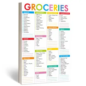Fastcheck Grocery List Magnet Pad - 90 Sheets, 110 Printed Common Food for Fridge and Blank Grocery Shopping Spaces for Home, 6”x 9”