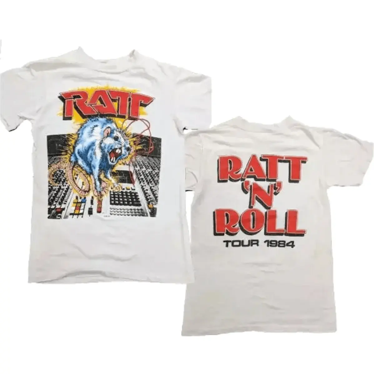 Women's Vintage Ratt 1984 Retro Music Tour Graphic Short-Sleeve Cotton Hoodie Tshirt, Basic Round Neck Casual Lady Streetwear Top, Shortsleeve, Party, T-Shirt, Sweater, Tee, Thanksgiving, Valentines Day
