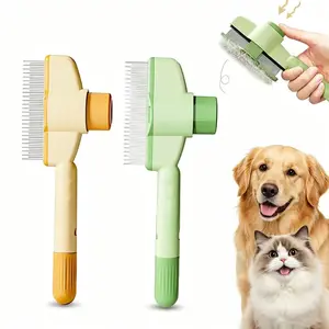 Pet Hair Removal Comb Self-Cleaning Pet Comb for Dogs & Cats – Dual-Length Stainless Steel Teeth for Shedding, Tangles & Flea Removal | Easy-Clean Grooming Tool for Short &Long Hair, Ideal for Cats, Dogs & Small Pets.
