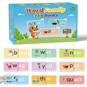 40 Read and Rhyme Flip Books, Reading and Rhyming Games Word Family Flash Cards, Learn to Read Building Book for Classroom & Homeschool Learning
