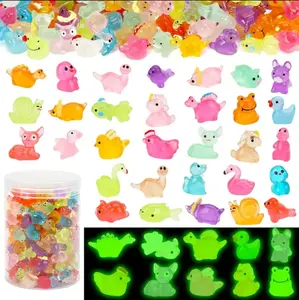 Mini Glow in The Dark Animal Resin Models, Surprise Mystery Bag for Dollhouse Decor, Mystery Resin Animals Blind Bag, Mini Luminous Farm Ocean Figures, Animal Miniatures for Fairy Garden Accessories, Random Design