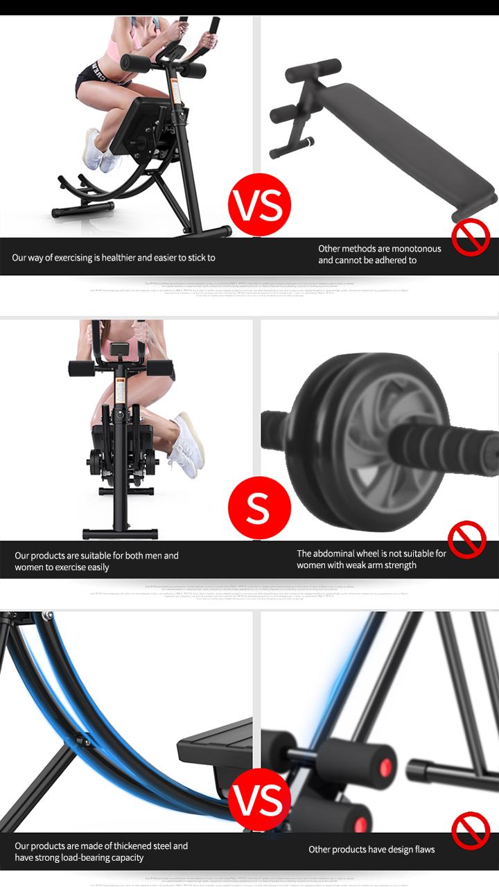 Foldable Ab Exercise Machine & Sit Up Bench Abdominal Crunch Trainer for Home Gym Fitness Comes with 6 Free Bonus Items Tensile Band Figure Eight Resistance Band Grip Strength Tester Safety Gloves Yoga Ring Skipping Rope